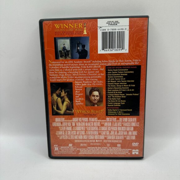 Frida DVD Movie Rated R NTSC Widescreen Miramax Salma Hayek Alfred Molina - Picture 2 of 4